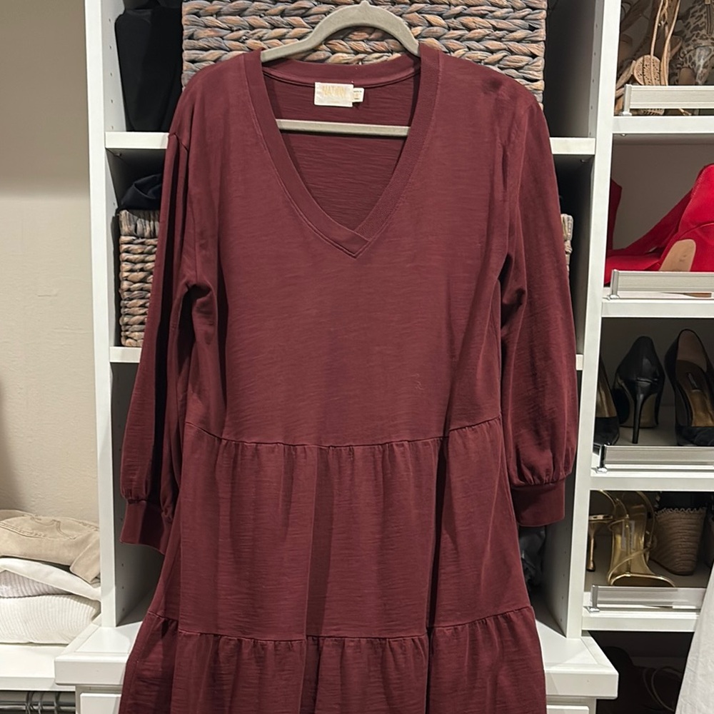Nation LTD Deep Red Long Sleeve Dress
